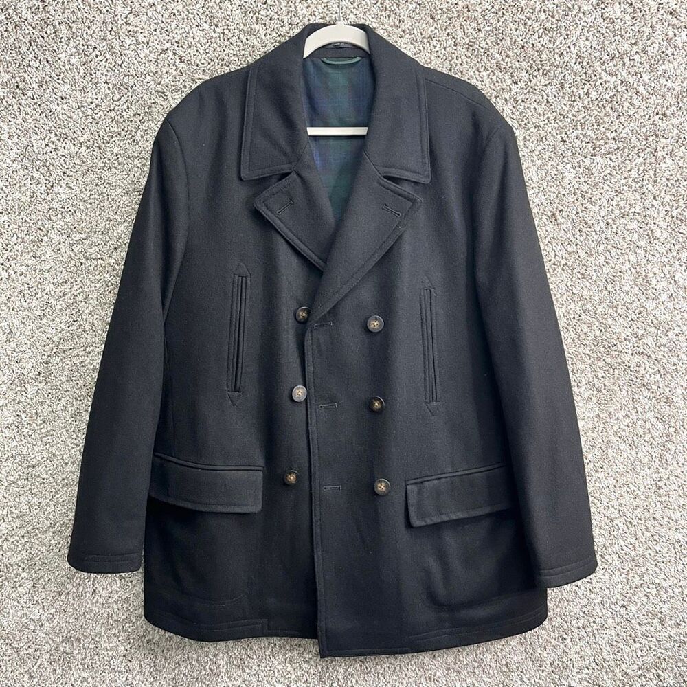 Lauren Ralph Lauren Pea Coat Men’s 46R Black Wool Blend Dressy